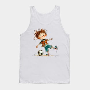 Little Boy Playing Soccer Tank Top